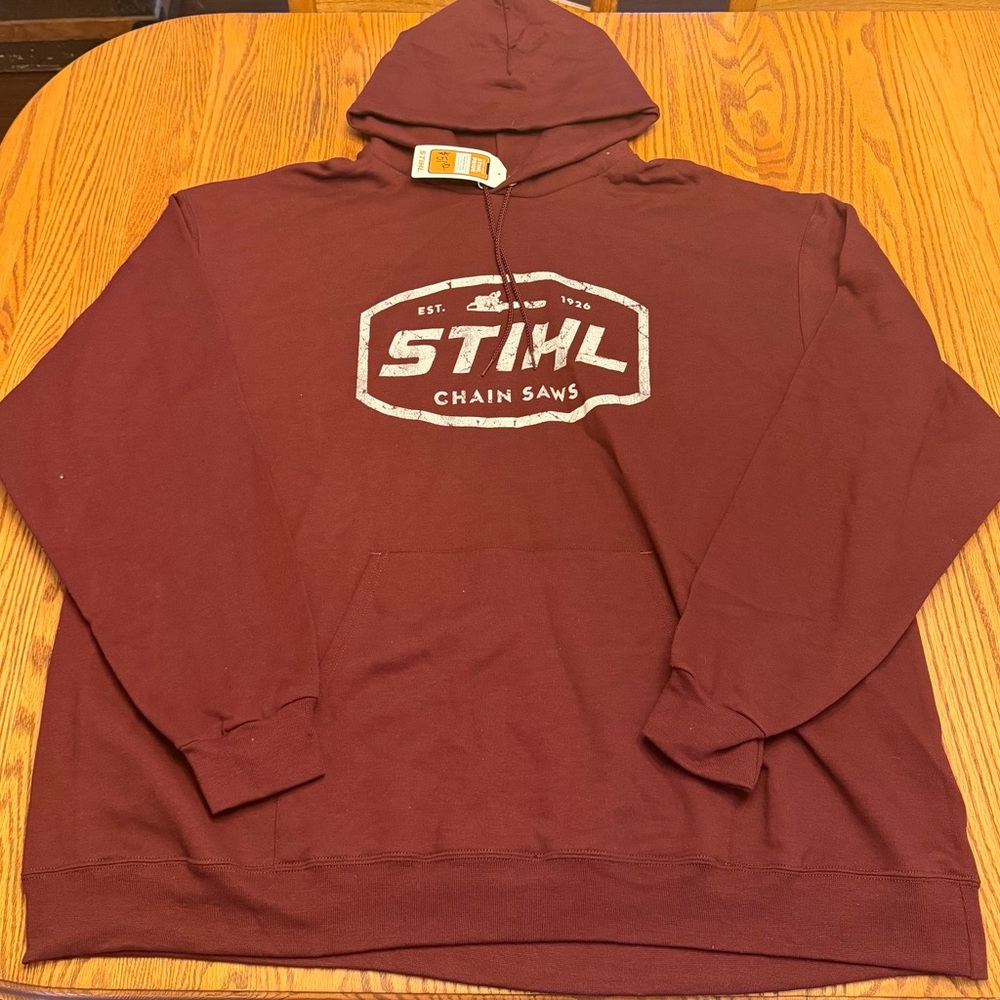 STIHL Men's Burgundy Hoodie Sweatshirt New